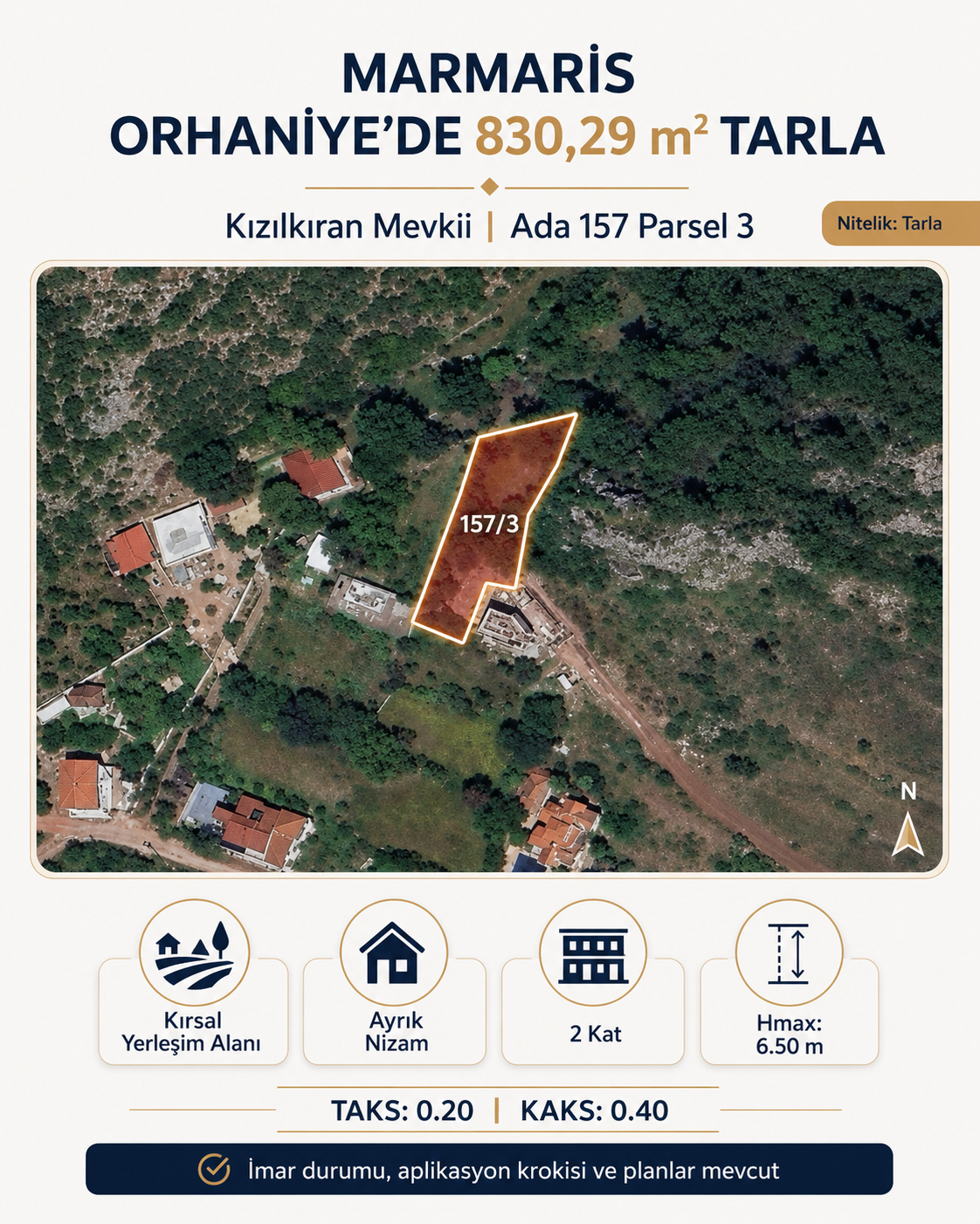 ChatGPT Image 7 Ağu 2026 18_51_42 Marmaris Orhaniye İmar Durumu Mevcut 830 m² Arsa