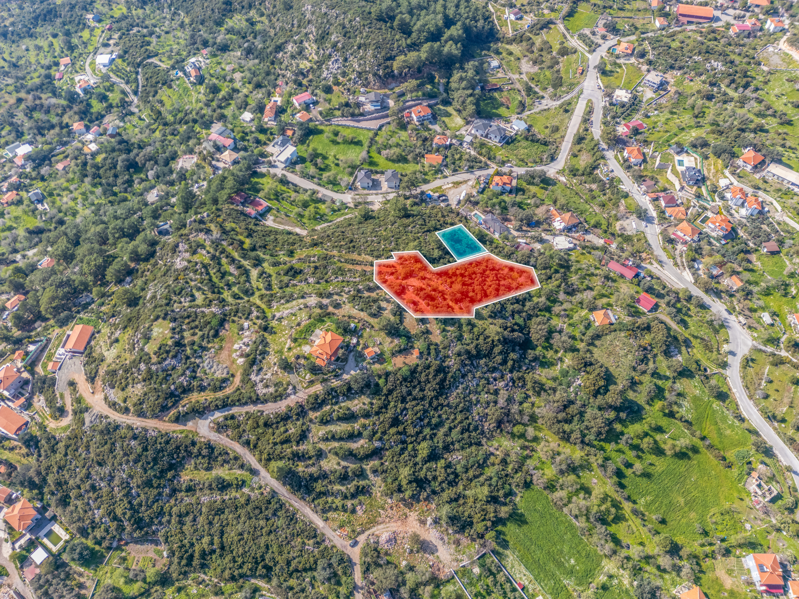DJI_0861-Edit Marmaris Söğütte Deniz ve Cumhuriyet Manzaralı 3.914 m² Arazi