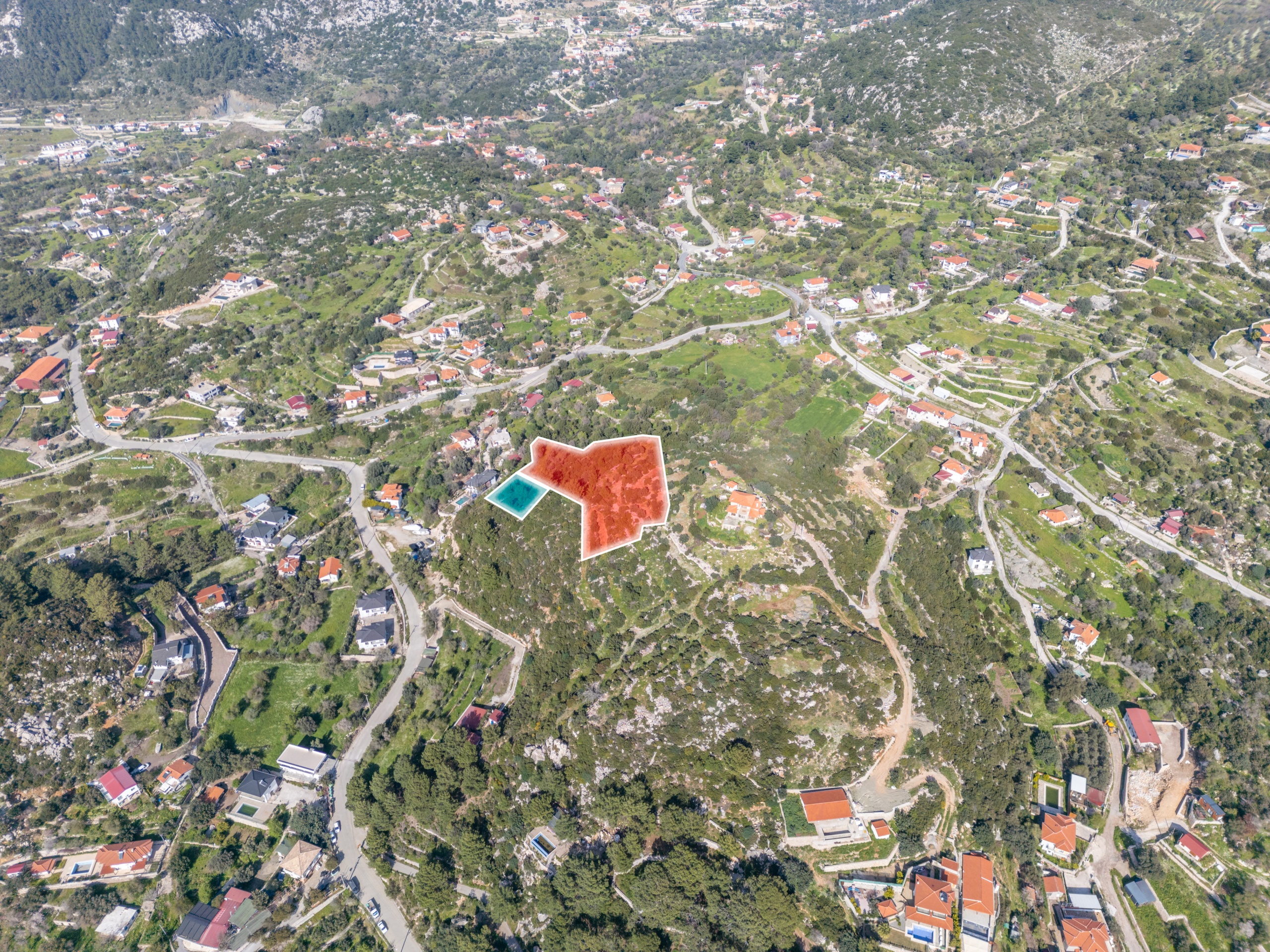 DJI_0864-Edit Marmaris Söğütte Deniz ve Cumhuriyet Manzaralı 3.914 m² Arazi