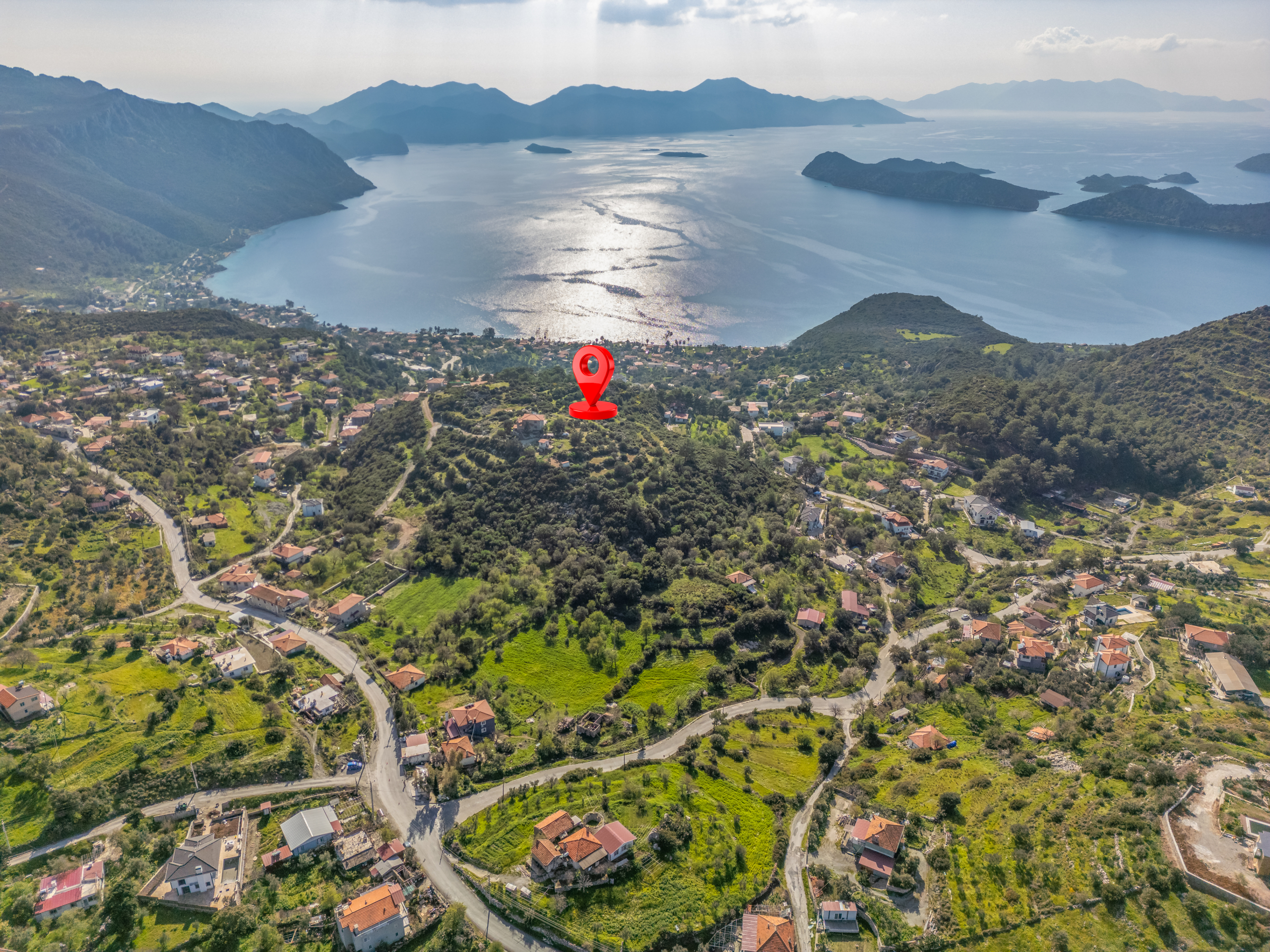 DJI_0874-Edit Marmaris Söğütte Deniz ve Cumhuriyet Manzaralı 3.914 m² Arazi