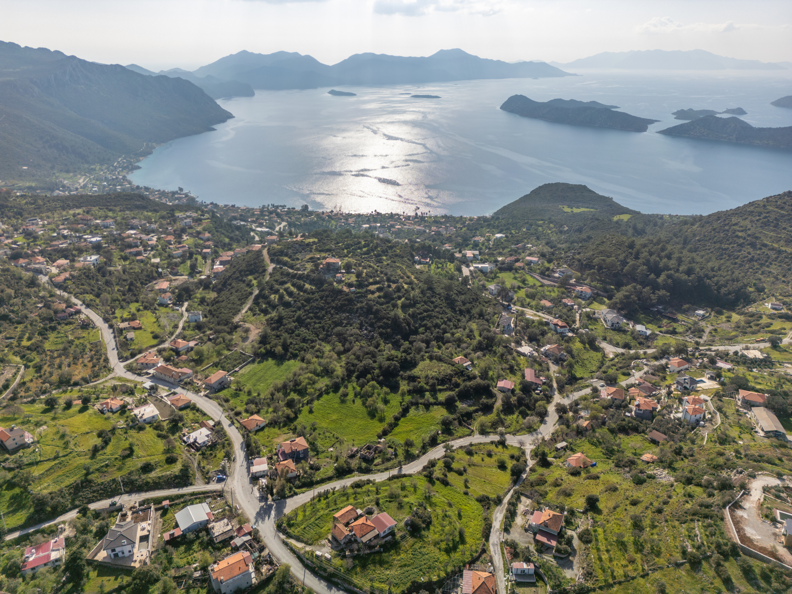 DJI_0874 Marmaris Söğütte Deniz ve Cumhuriyet Manzaralı 3.914 m² Arazi