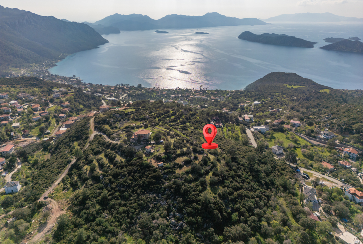 Marmaris Söğütte Deniz ve Cumhuriyet Manzaralı 3.914 m² Arazi