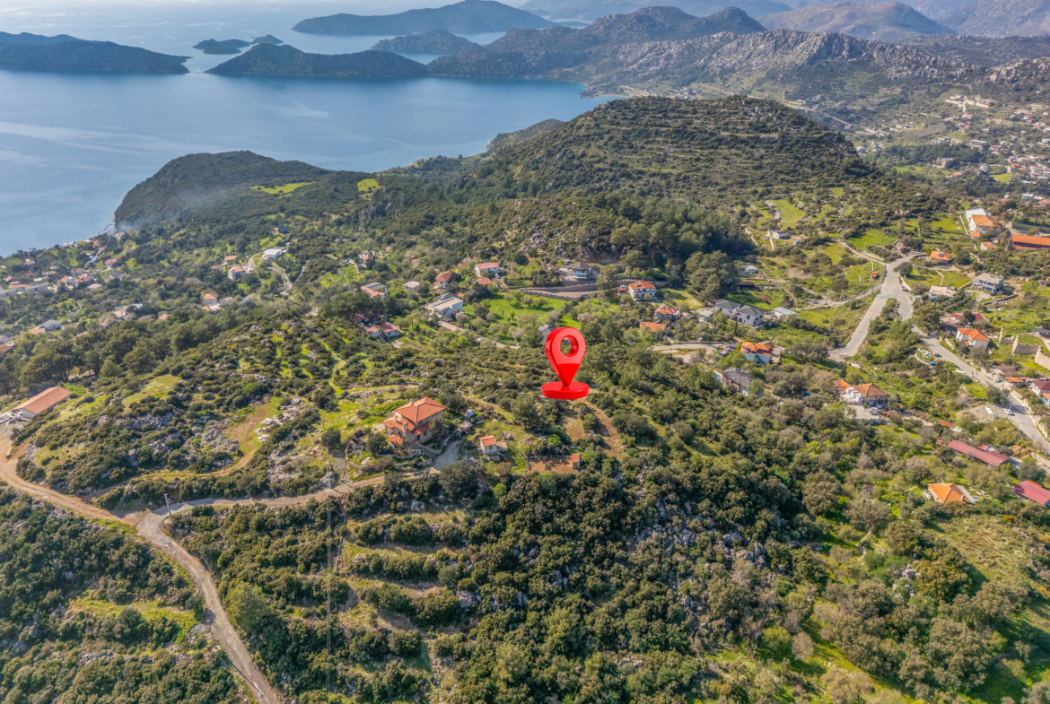 Marmaris Söğütte Deniz ve Cumhuriyet Manzaralı 3.914 m² Arazi