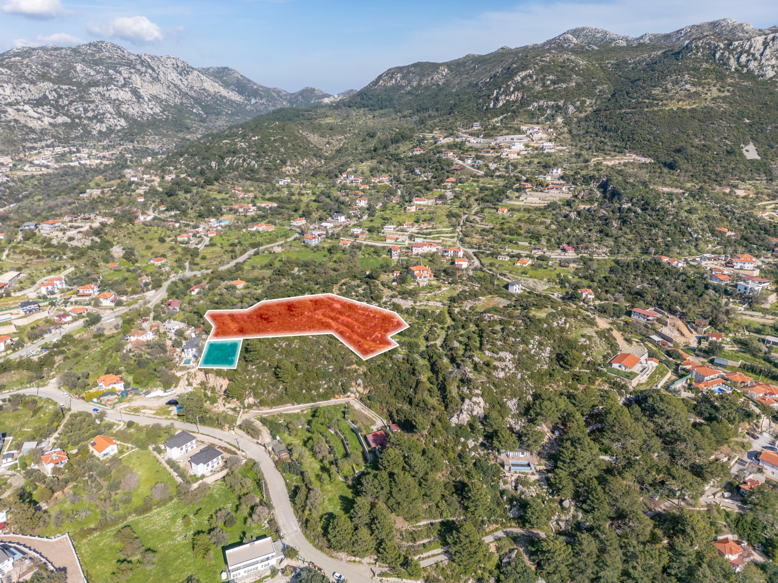 DJI_0884-Edit Marmaris Söğütte Deniz ve Cumhuriyet Manzaralı 3.914 m² Arazi